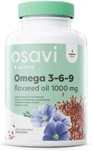 Omega 3-6-9 Flaxseed Oil, 1000 mg, 120 capsule gel, Osavi