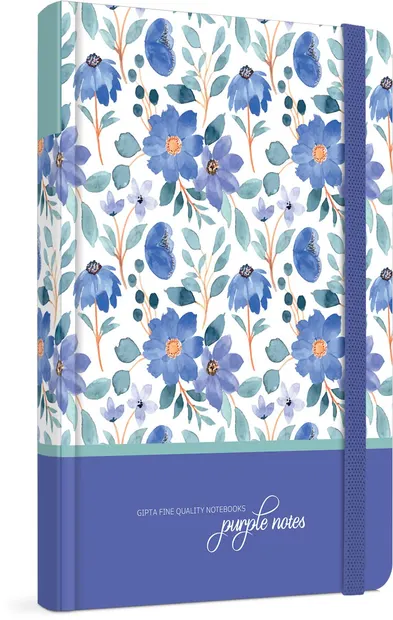 Caiet cu elastic Gipta Purple Notes - 120 foi, rânduri largi, sortiment