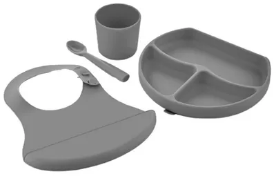 Set de hrănire din silicon BabyJem - Grey