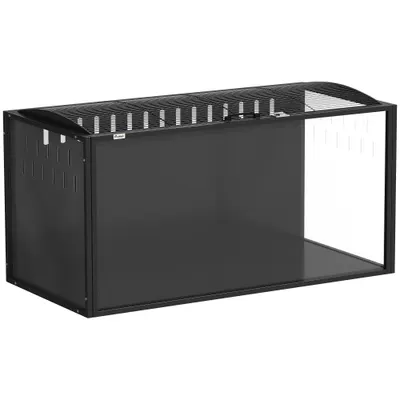 PawHut Cușcă mare pentru hamster 105x51x53 cm cu capac ventilat rabatabil, Cadru din oțel, Panouri transparente Negru | Aosom Romania