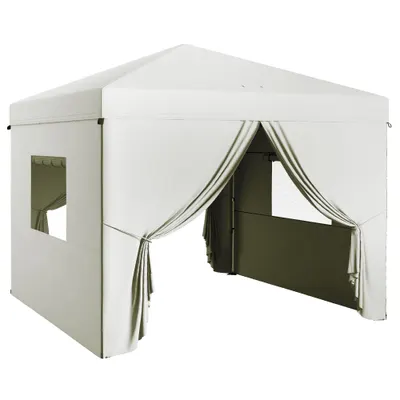 Outsunny Cort pliabil pop-up 3x3 m cu 4 draperii laterale 2 ferestre din plasă înălțime reglabilă impermeabil și anti-UV Alb | Aosom Romania