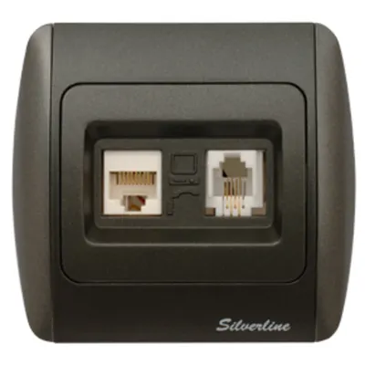 Zirve Priza UTP 1xRJ45 Cat6E Euro ST Fume