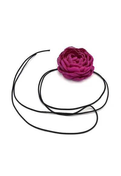 Choker Floare pe snur Fantasy - Magenta