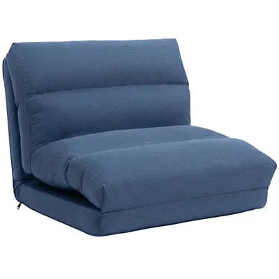 HOMCOM Fotoliu de podea canapea relax fotoliu convertibil în pat reglabil 90° à 180° țesătură - 70 x 72 x 56 cm - albastru închis | Aosom Romania