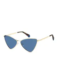 Ochelari de soare cat-eye cu rama din otel inoxidabil - Auriu/Maro