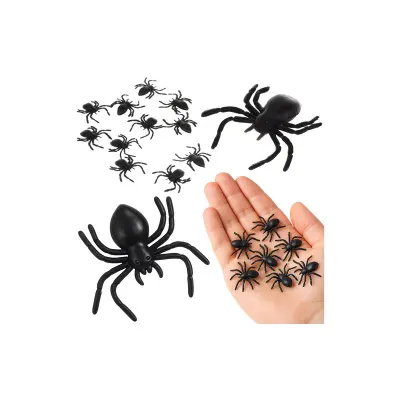 Set 10 paianjeni decorativi pentru Halloween sau petreceri tematice, 3 x 3 cm, negru