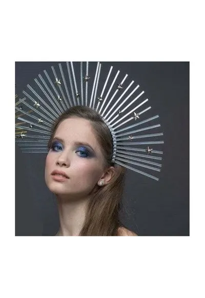 Tiara Halo - handmade - argintie - cu stelute - Emma C2