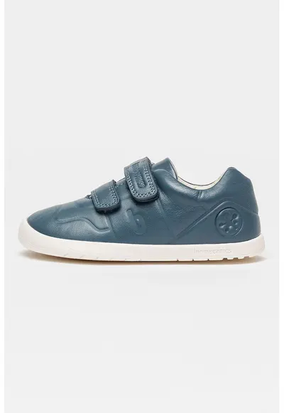 Pantofi sport de piele cu velcro - Albastru petrol