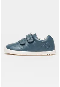Pantofi sport de piele cu velcro - Albastru petrol