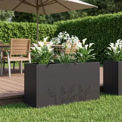 vidaXL Vază pentru Grădină Negru 100 x 30 x 49 cm Oțel laminat la rece