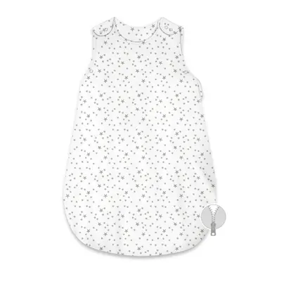 Sac de dormit, MimiNu, Pentru bebelusi, De iarna, Din bumbac certificat Oeko Tex Standard 100, Cu fermoar lateral, Cu capse pe umar, 74 cm, 0 - 6 luni, 2.5 Tog, Mini Gray Stars