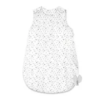 Sac de dormit, MimiNu, Pentru bebelusi, De iarna, Din bumbac certificat Oeko Tex Standard 100, Cu fermoar lateral, Cu capse pe umar, 74 cm, 0 - 6 luni, 2.5 Tog, Mini Gray Stars