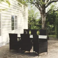Gossi set mobilier de exterior cu perne, 7 piese, negru, poliratan