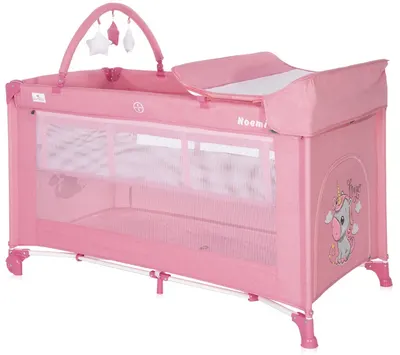 Pătuţ pentru copii cu două nivele Lorelli - Noemi Plus, Rose Velvet Unicorn