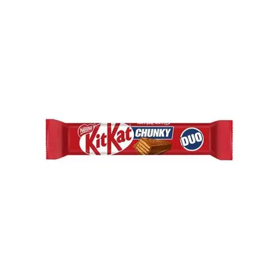Baton de ciocolata cu lapte cu interior crocant de napolitana si crema cu cacao KitKat Chunky Duo, 64 g Engros