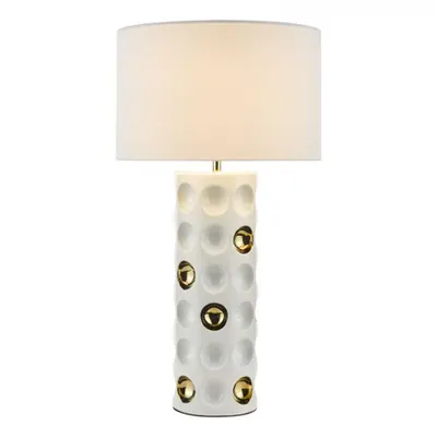 Veioza Dimple Table Lamp Gloss White Gold With Shade