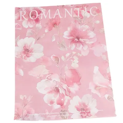 Foi de ambalat decorative model floral și text - roz (set 10 buc) 38x50cm - Default Title