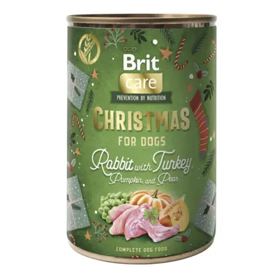 BRIT Christmas, XS-XL, Iepure și Curcan, conservă hrană umedă fără cereale câini, (pate), 400g