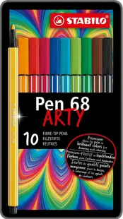 Pixuri marcatoare Stabilo Arty - Pen 68, 10 culori , cutie metalică