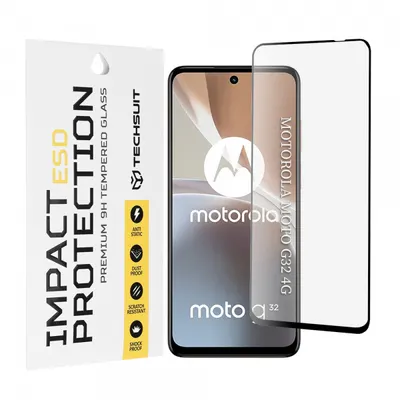 Folie de protectie Ecran Techsuit pentru Motorola Moto G32, Sticla Securizata, Full Glue, Neagra