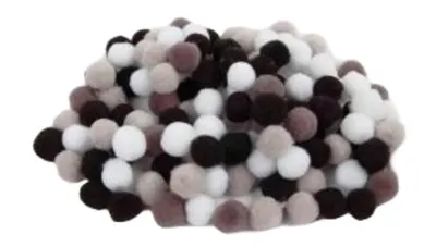 Pompoane Fandy - 10 mm, 120 buc, gri/negru