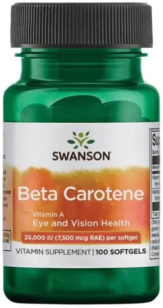 Beta Carotene, 7500 mcg, 100 capsule moi, Swanson