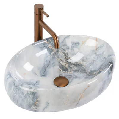 Lavoar cu montare pe blat, granit lucios, oval Rea Linda