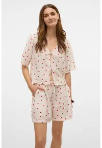 Bluza cu model floral si prinderi laterale - Rosu/Alb fildes