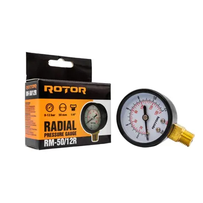 RM-50/12R, Manometru radial apa 0-12 bar, 50 mm, conexiune 1/4', ROTOR