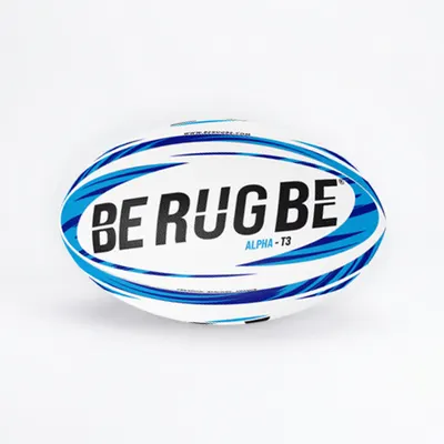 Minge de rugby antrenament BeRugbe Alpha Alb și albastru - Mărimea 3