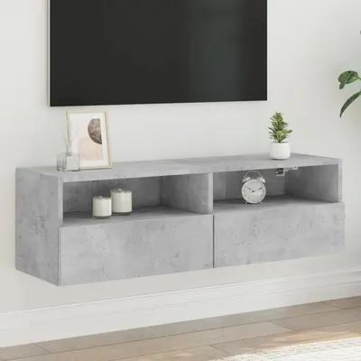 vidaXL Comodă TV de perete, gri beton, 100x30x30 cm, lemn prelucrat