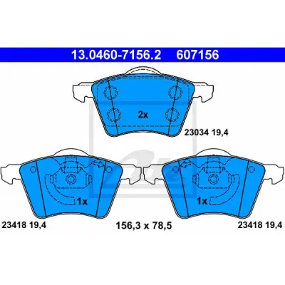 Set placute frana, frana disc ATE 13.0460-7156.2