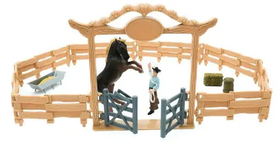 Set de joacă Mojo Animal Planet - Fermă de cai, cu cal și accesorii, 14 piese