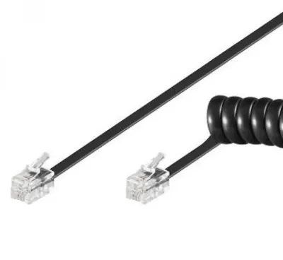Cablu telefon spiralat 4 fire 2m Negru, TK4RS-02B