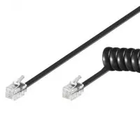 Cablu telefon spiralat 4 fire 2m Negru, TK4RS-02B