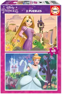Puzzle penntru copii Educa din 2 х 48 de piese - Prințese Disney