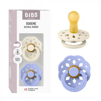 Set 2 suzete Bibs Boheme Latex tetina rotunda 6 luni + IvoryHush