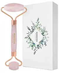 Makeda Botanics Rolă dublă de masaj facial, cuarț roz