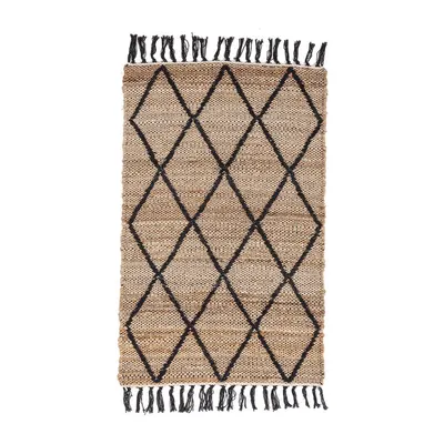 Covor negru/în culoare naturală țesut manual din iută 60x90 cm Shaila – Yes Everyday