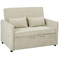 HOMCOM Canapea Convertible 2 Locuri, Canapea-Pat 3 în 1 Catifea 137 cm, Spătar Reglabil, Șezut Lat, 2 Perne, Verde | Aosom Romania