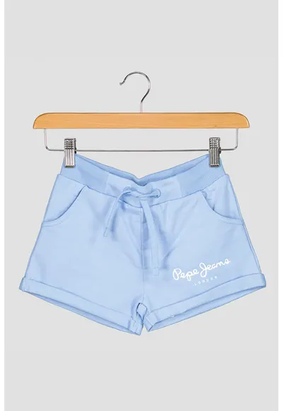 Pantaloni scurti de bumbac cu imprimeu logo - Alb/Albastru lavanda