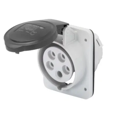Priza industriala incastrata 10° HP - IP44/IP54 - 3P+E 16A 480-500V 50/60HZ - BLACK - 7H - Strangere cu surub
