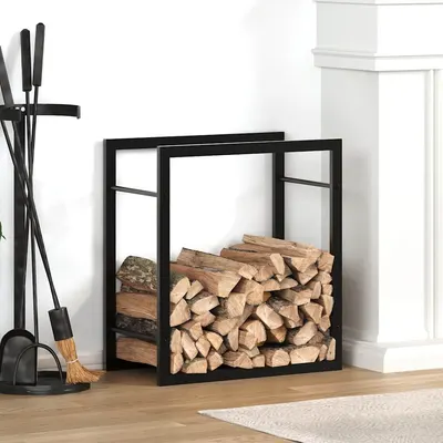 vidaXL Suport pentru lemne de foc, negru mat, 50x28x56 cm, oțel