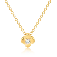 Lant cu pandantiv floare din aur galben cu diamant de 0.039ct