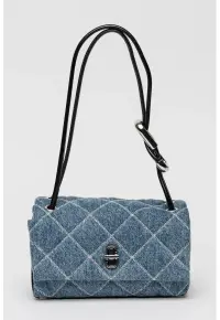 Geanta mica din denim cu model dual si bareta de umar The Quilted - Negru/Albastru melange