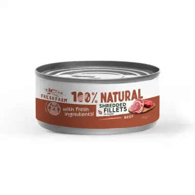 Conserva pentru pisici Fresh Farm Schredded Fillets cu vita 70 gr