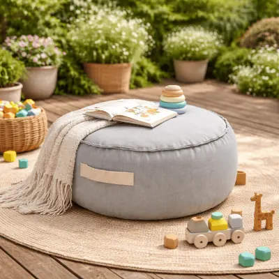 Folotiu tip puf rotund Premium MeowBaby Outzy FeatherFog Gray Bean bag