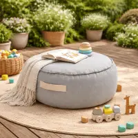 Folotiu tip puf rotund Premium MeowBaby Outzy FeatherFog Gray Bean bag