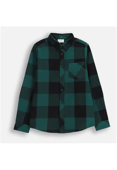Camasa verde din flanel - croiala clasica - maneci lungi - bumbac