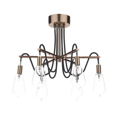Plafoniera Scroll 6 Light Semi Flush Copper